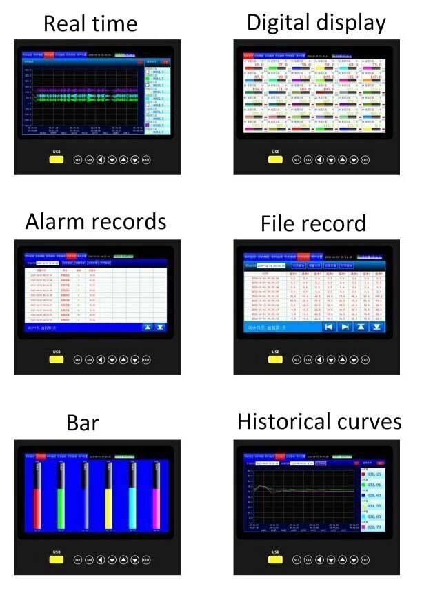 8 channels paperless recorder with different display mode